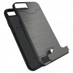 Wholesale iPhone 7 Card Holder Hybrid Case (Space Gray)